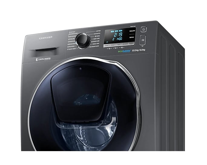 Lavadora de ropa Samsung de 10kg/ Secado 6kg color inox carga frontal,  tecnología Eco bubble 6.0kg combo de secadora modelo Wd10k6410OX Santa Cruz